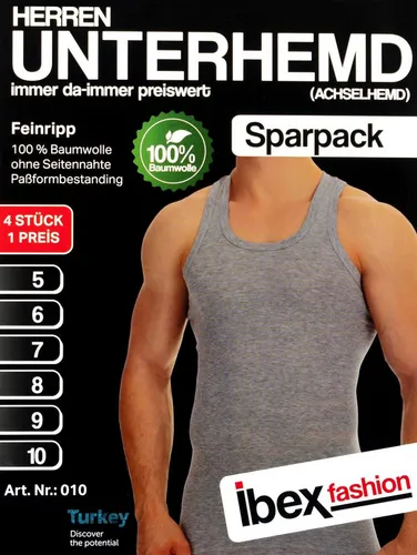 TEXEMP Unterhemd 4er Pack Herren Unterhemd Tank Top Achselhemd Feinripp Baumwolle (4-St)