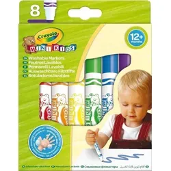 CRAYOLA Mini Kids - 8 Erste Filzstifte, speziell für kleine Hände mit abgerundeter Gummispitze für sicheres Malen und abwaschbare Farben