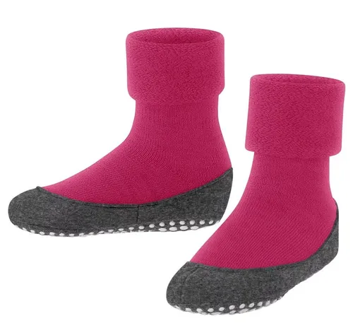 Cosyshoes Falke Kids 11199 - Fuchsia, Größe 25-26 - Hausschuhe aus weicher Wolle, strapazierfähig und warm, mit rutschsicherer Noppen-Filzsohle für sicheren Halt und perfekter Passform durch Elasthanbund.
