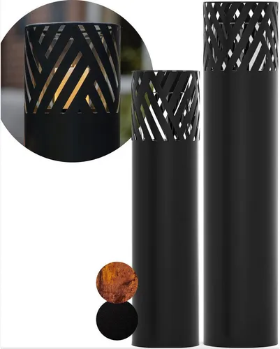 Bentson Windlicht Windlichtsäule (2er Set, 75 cm &  95 cm, 2 St., Outdoor Garten-/Balkondeko), Erhältlich in Schwarz & Rost-Design