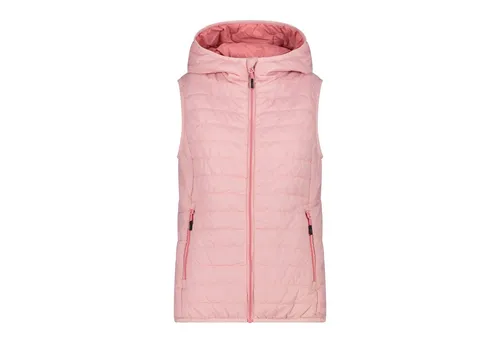CMP Woman Vest FIX Hood rose (B504) 34 - Stylische Damenweste mit wasserabweisender Außenbehandlung und Feel Warm Flat-Wattierung. Ideal für wechselhaftes Wetter, mit Kapuze und praktischen Reißverschlusstaschen. Perfekt für aktive Frauen, die Komfort und Schutz schätzen.