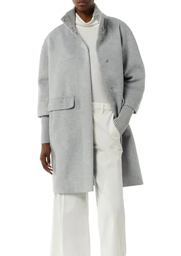 Comma Wollmantel mit geripptem Kragen und Ärmeln - Funktionsjacken aus Wollmix im Relaxed Fit, mit warmem Twill-Futter, eleganten Rippbündchen und praktischen Pattentaschen für einen stilvollen Look.