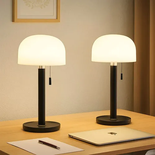 Tischlampe Bambus Tischleuchte schwarz LED - 2er Set - Tischleuchten für stilvolles Ambiente, aus elegantem Bambus mit CCT-Technologie für individuelle Lichtfarbe (3000K-6000K) und IP44-Schutz für vielseitige Nutzung.