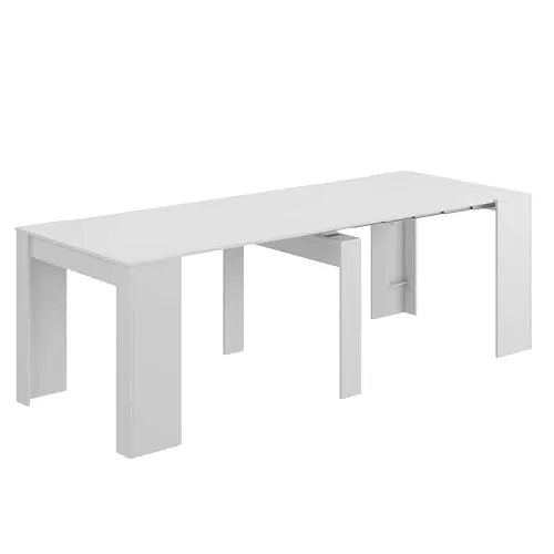 Multifunktionaler ausziehbarer Konsolentisch in glänzend Weiß - Esszimmertisch, ausziehbar bis 237 cm mit praktischem Verlängerungshalter – ideal für kleine und große Räume, elegantes Design und einfache Montage.