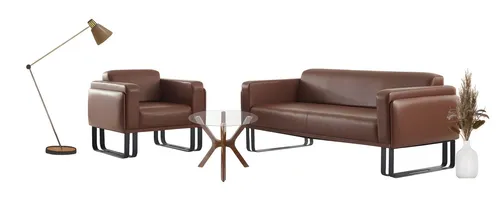 Exklusives Braunes Sofa-Set – Luxuriöser 3-Sitzer und Moderne Ledersessel - Stilvolle Couchgarnitur für Wohnzimmer, bestehend aus einem 3-Sitzer und Sessel. Hochwertiger Lederbezug, robust und elegant. Ideal für modernes Wohnen und komfortable Sitzgelegenheiten.