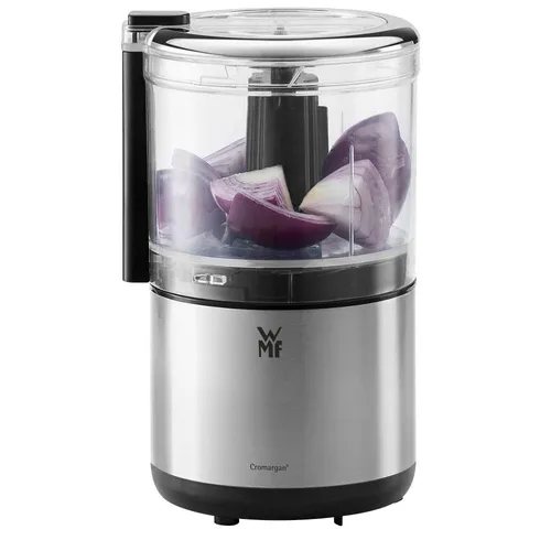 WMF Küchenminis Zerkleinerer - Kompakter 65W Universalzerkleinerer in Cromargan matt, mit Edelstahlmesser und Einhandbedienung für kleine Küchen