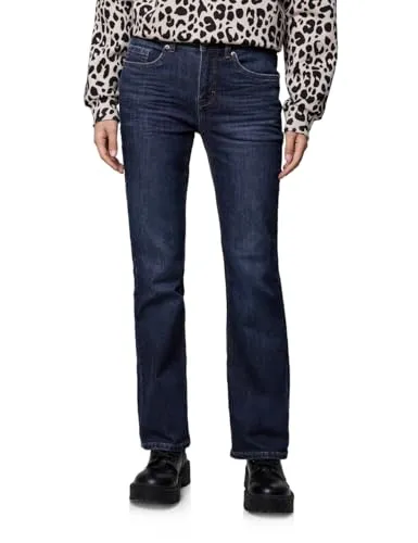 STREET ONE STUDIO Bootcut-Jeans Middle Waist blau 32 - Jeans in Dark Blue Clean Wash, mit Bootcut-Schnitt und Middle Waist für optimalen Tragekomfort, ideal für lässige Looks.