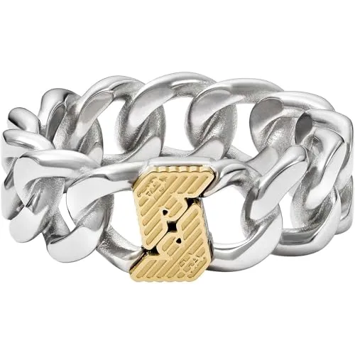 EMPORIO ARMANI Herren Mehrfarbig Edelstahl Ring EGS31850409 - Ringe für Herren, eleganter zweifarbiger Edelstahlring mit gebürsteter Oberfläche für einen modernen Look.