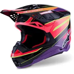Alpinestars Supertech S-M10 Era - Motocrosshelm in Pink/Lila/Neon-Gelb/Rot - XL - Motorradhelm mit überlegener Belüftung und Komfort. ECE-zertifiziert, übertrifft die Sicherheitsstandards und bietet hervorragenden Aufprallschutz dank innovativer Schalenkonstruktion.