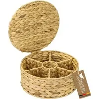 HMF 37291-27CM Teebox Teebeutel Geflochten Wasserhyazinthe Tee Aufbewahrungsbox 7 Großen Fächern 27 x 27 x 11 cm