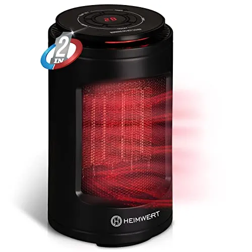 HEIMWERT Heizlüfter 1200 Watt - Energiesparender Schnellheizer mit LED Display - Elektroheizkörper mit energiesparenden PTC Keramik Heizelementen, 70° Schwenkfunktion und 2 Heizstufen für optimale Wärmeverteilung und bis zu 50% Stromersparnis.