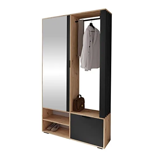 MIRJAN24 Garderobe-Set Milo mit Spiegel - Loft Stil Garderobe-Set mit Kleiderstange, praktischen Maßen und vielseitiger Anordnungsmöglichkeit, ideal für einen modernen Flur.