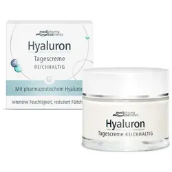 Hyaluron Tagescreme Reichhaltig - Arzneimittel zur intensiven Gesichtspflege, ideal für trockene Haut mit Anti-Aging-Effekt und schnellem Einziehen. Perfekt als Make-up-Grundlage.