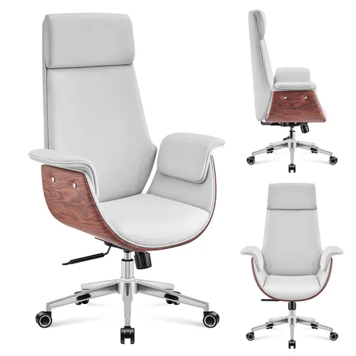 MARK ADLER Boss 8.2 White - Ergonomischer Chefsessel mit Wippfunktion - Bürostuhl mit moderner Eleganz, ergonomischer Kopfstütze und belastbar bis 130 kg. Ideal für Komfort und Stil im Büro oder Home Office.
