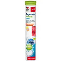 Doppelherz Magnesium + Kalium Sport Brausetabletten - Arzneimittel zur Unterstützung der Muskel- und Nervenfunktion, ideal für Sportler, mit leckerem Grapefruit-Zitronen-Geschmack.