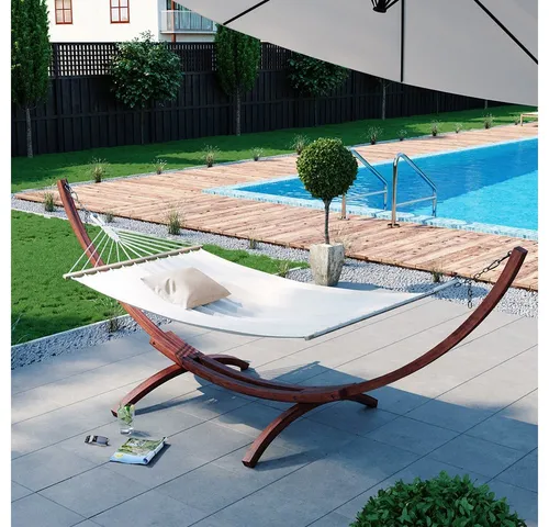 OK-Living Hängematte, Weiß, 190 x 120 cm - Hängematten & Hängestühle, ideal zum Entspannen, aus hochwertiger Baumwolle, leicht zu montieren und waschbar, passt in jedes Zuhause.