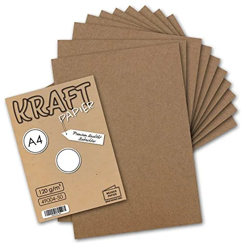 Blatt Vintage Kraftpapier DIN A4 120g braunes Recycling-Papier, komplett ökologischer Brief-Bogen
