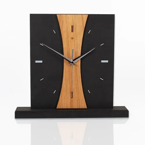 Kreative Feder Standuhr „Brown Stripe“ aus Holz in schwarz von Kreative Feder