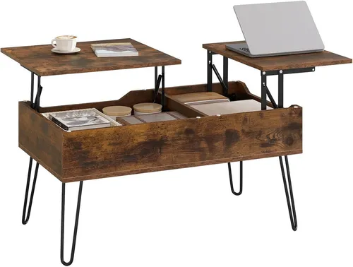 Woltu Couchtisch mit Doppelte Hubplatte und Stauraum von WOLTU