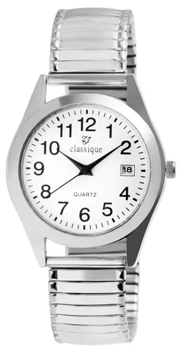 Classique Armbanduhr mit Stretcharmband Herren Damen Uhr Zugband 36 mm Bicolor