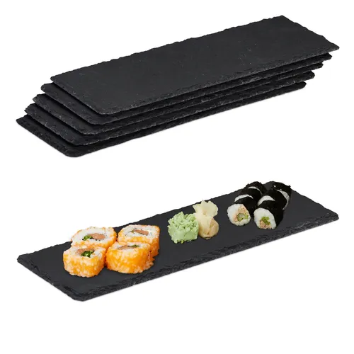 Schieferplatte 12 Stück - Servierplatte für Sushi und Käse - Hochwertige 100% Schiefer Servierplatte, ideal für Sushi und Käse, 30 cm breit und stilvoll in Anthrazit. Perfekt für elegante Anlässe!