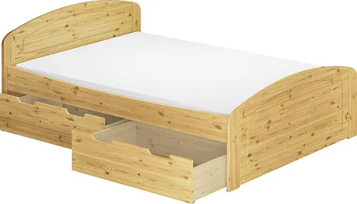 Funktionsbett Doppelbett 3 Bettkästen 140x200 Seniorenbett Massivholz Zuebehör wählbar V-60.50-14Federholzrahmen und Matratze inkl.