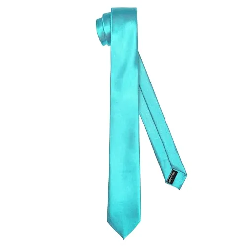 Ladeheid Klassische Herren Krawatte, glänzend, Perfekt für Büro & Festlichkeiten, Vielfältige Farben - Ideal für Geschäftsmeetings, Hochzeiten TMS-6 (150cm x 6cm, Türkis)