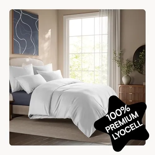 Seralino Lyocell Bettwäsche 200x200 Weiß + 80x80 cm | 100% Lyocell (Tencel) | besonders weiche hochwertig | Reißverschluss | Oeko-Tex | Eukalyptus Bettwäsche | Atmungsaktiv gegen Schweiß