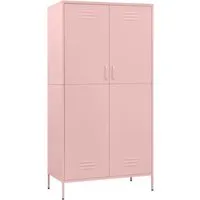 vidaXL Kleiderschrank Rosa 90x50x180 cm - Bürostühle: Stylischer Stahl-Kleiderschrank mit 4 verstellbaren Einlegeböden für optimale Stauraumgestaltung und langlebige Nutzung.