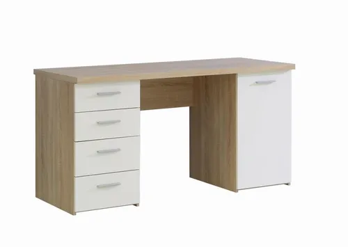 Schreibtisch Nil - Holzfarben, 145 cm Breite - Kinderschreibtisch in Holzfarbe, ideal für Hausaufgaben und kreatives Arbeiten mit viel Platz und hoher Qualität.