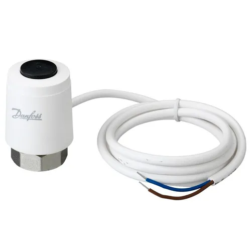 Danfoss thermischer Stellantrieb TWA-K/NO M30x1,5, 24V ac/dc - Schlauchwagen mit 24V thermischem Stellantrieb, ideal für präzise Temperaturregelung und einfache Installation dank 1,2 m Kabel.