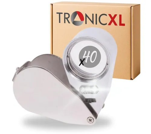 TronicXL Leuchtlupe Juwelier Lupe mit LED Leuchtet UV Mikroskop TASCHENLUPE FALTBAR, Taschenmikroskop, 1-tlg., Uhrmacher Juwelierlupe, Briefmarken Leuchtlupe Senioren