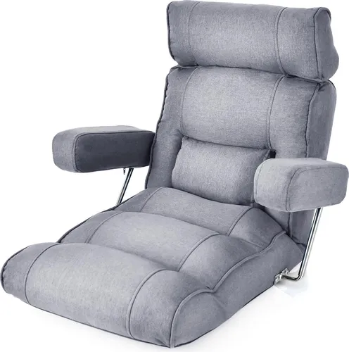 GOPLUS Relaxliege mit Armlehne – Verstellbarer Bodensessel in Grau