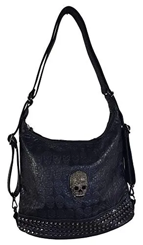 Einkaufszauber Rucksack Handtasche Skull Totenkopf 3D Cool - Damen-Rucksackhandtaschen mit 3D Totenkopf-Design, wandelbar in einen Rucksack und zwei getrennten Fächern für optimale Organisation.