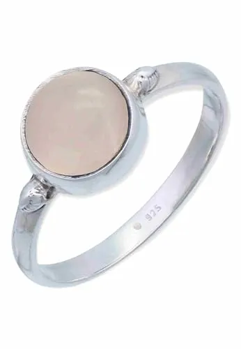 mantraroma Ring 925 Silber Damen Rosenquarz Edelstein rosa schlicht modern