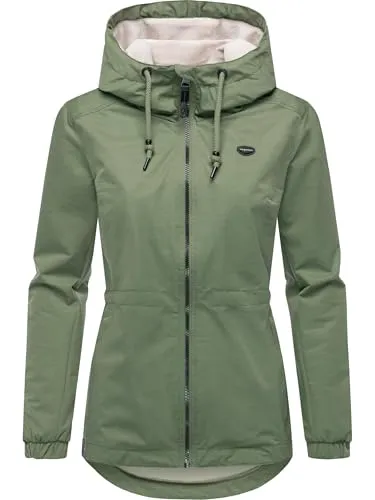 Ragwear wasserdichte Damen Übergangsjacke leichte kurze Funktionsjacke mit Kapuze Dankka Tech YOUMODO Olive25 Gr. XS
