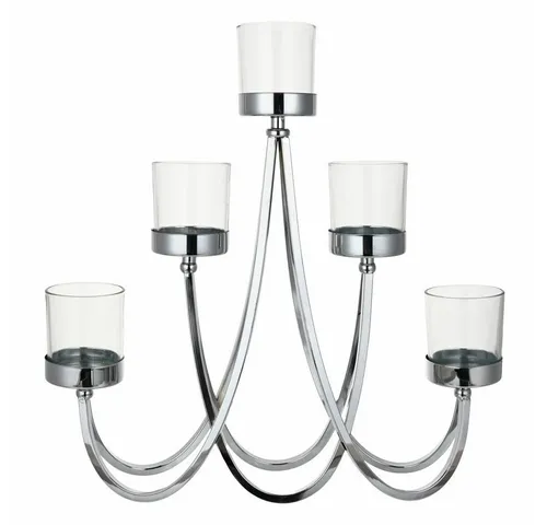 Goebel Kerzenhalter silber mit Klarglas, 41 cm