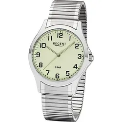 Regent Quarzuhr mit leuchtendem Ziffernblatt - Elegante Herrenuhr - Armbanduhr mit silbernem Metallarmband und rundem Gehäuse (39mm). Besonders: das leuchtende Ziffernblatt sorgt für optimale Lesbarkeit bei Dunkelheit.