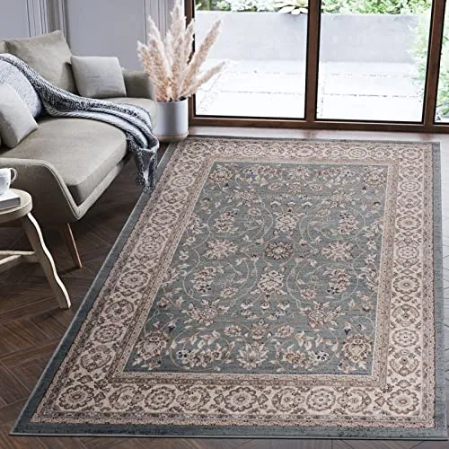 Mazovia Orientalisch Teppich 120 x 170 cm – Stilvoller Wohnaccessoire in Blau - Hochwertiger orientalischer Teppich mit klassischem Blumenmuster, ideal für Wohnzimmer und Esszimmer. Pflegeleicht, langlebig und ÖKO-TEX zertifiziert für ein angenehmes Wohnklima.