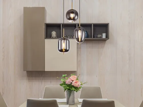 meineWunschleuchte LED Pendelleuchte Messing Schwarz Glas Rund 46x120 cm - Moderne Pendelleuchte mit stilvollen Glaskugeln und dimmbaren LED-Leuchtmitteln. Ideal für Esszimmer, Wohnzimmer oder Küche – schafft eine individuelle Atmosphäre.