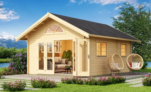 Gartenhaus Blockhaus Satteldach 40 mm Caroline 2.3 mit Schlafboden