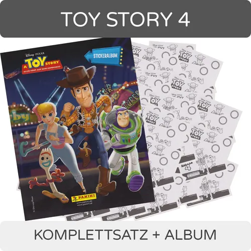 Panini Toy Story 4 Sammelsticker Komplettsatz + Album - Entdecken Sie die Toy Story 4 Sticker Collection von Panini! Enthält einen kompletten Satz Sticker und ein Album, ideal für Sammler und Fans von Film & Fernsehen.