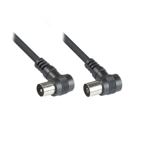 Antennenkabel schwarz, Doppelschirmung, abgewinkelt, 10m, Good Connections®