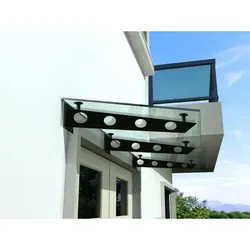 Buylando Klarglas Glasvordach 200x90 cm mit Edelstahlhaltern in Schwarz - Hochwertige Glasvordach mit elegantem Design und robuster Konstruktion. Ideal für Eingänge, bietet Schutz und Langlebigkeit. Einfache Installation mit allen benötigten Zubehörteilen.