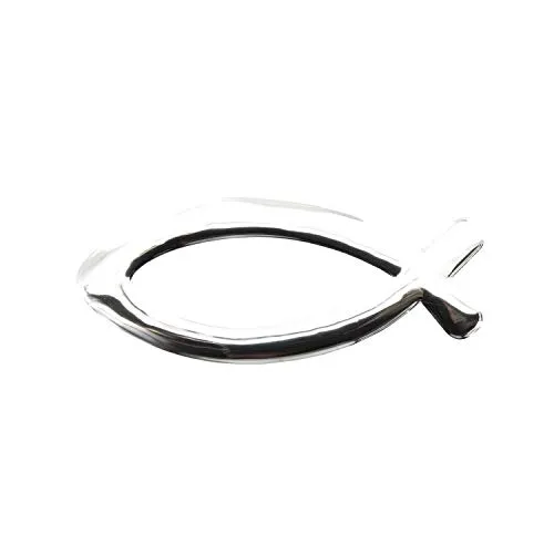Oblique Unique® Fisch Aufkleber Sticker Emblem Christlich für Auto Wohnung Türen DIY Deko Projekte Taufe Kommunion Konfirmation und als Geschenk - Silber Selbstklebend Wetterbeständig