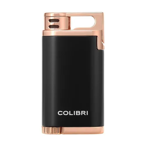 Colibri *Belmont II* Feuerzeug schwarz/rosegold mit Jet Flame - Elegantes Feuerzeug mit Jet Flame und praktischer Füllstandanzeige. Ideal für den täglichen Gebrauch und für besondere Anlässe.