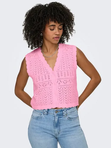 ONLY Strickjacke ONLIRINA V-NECK BUTTON VEST KNT NOOS - Modische Strickjacke mit V-Ausschnitt für vielseitige Kombinationen. Der weiche Strickstoff sorgt für Komfort und Wärme, ideal für Freizeit und besondere Anlässe.