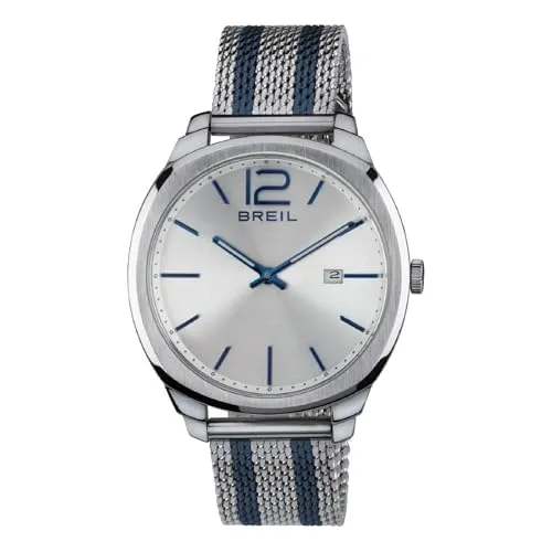 Breil Uhr Herren Clubs Ziffernblatt Silber Bewegung NUR Zeit Quartz e Bracelet Farbiger Stahl Silber, BLAU TW1728