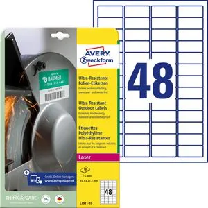 Zweckform Folienetiketten L7911-10 ultra-resistent, weiß 45,7 x 21,2mm wetterfest, 10 Blatt, 480 Stück