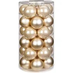 Weihnachtskugeln Glas 6cm Champagner, 30 Stück - Creme in weiß von Inge Glas